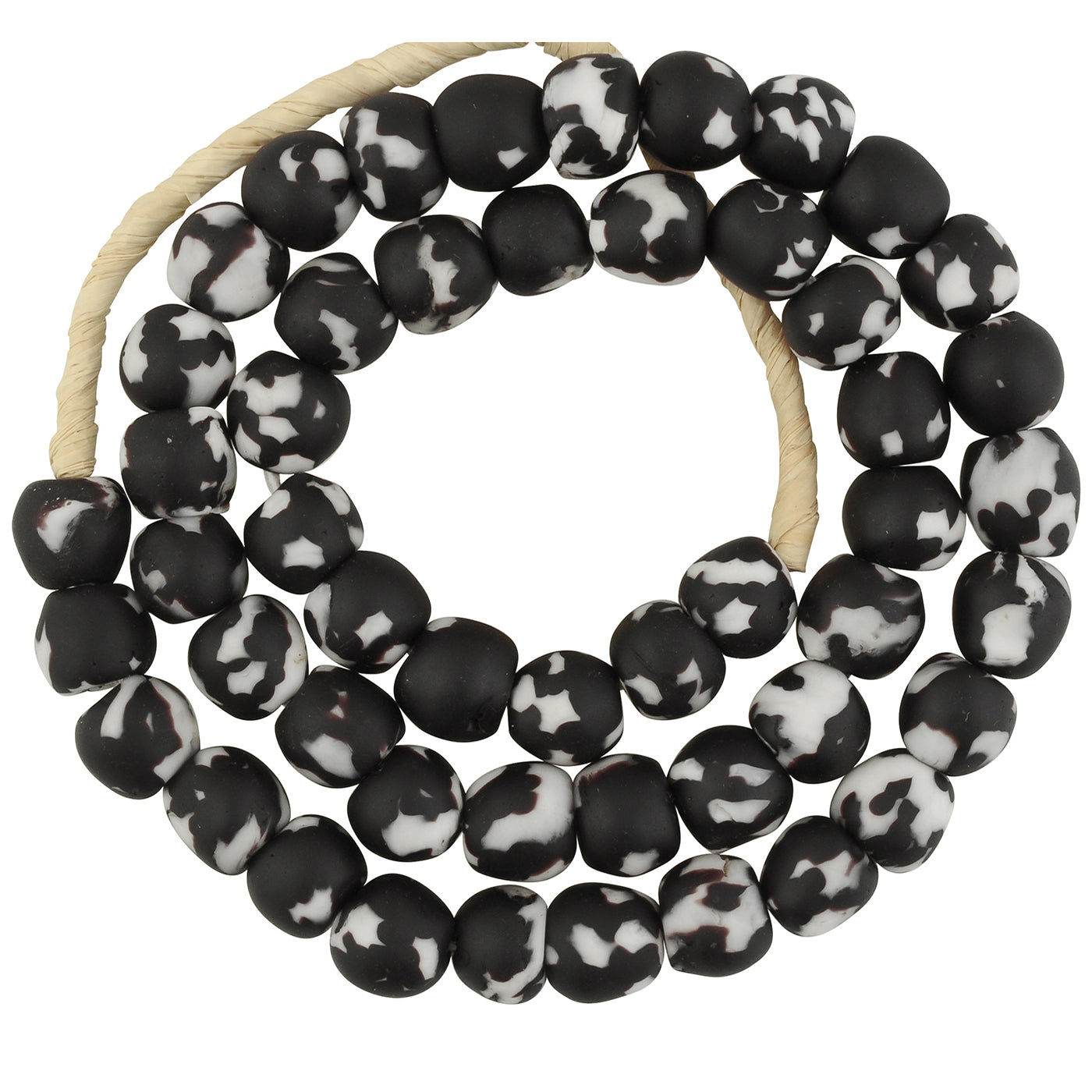 Handmade Recycled Glass Beaded Bracelet in Black and White - Black