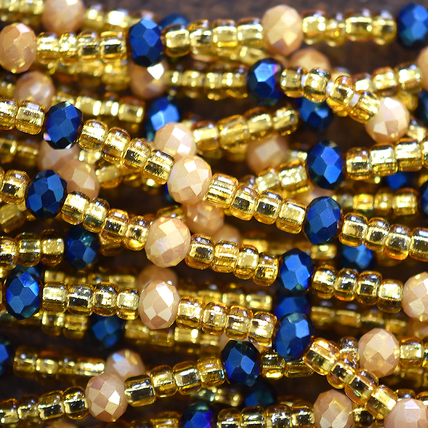 Waist Beads- Blue and Gold