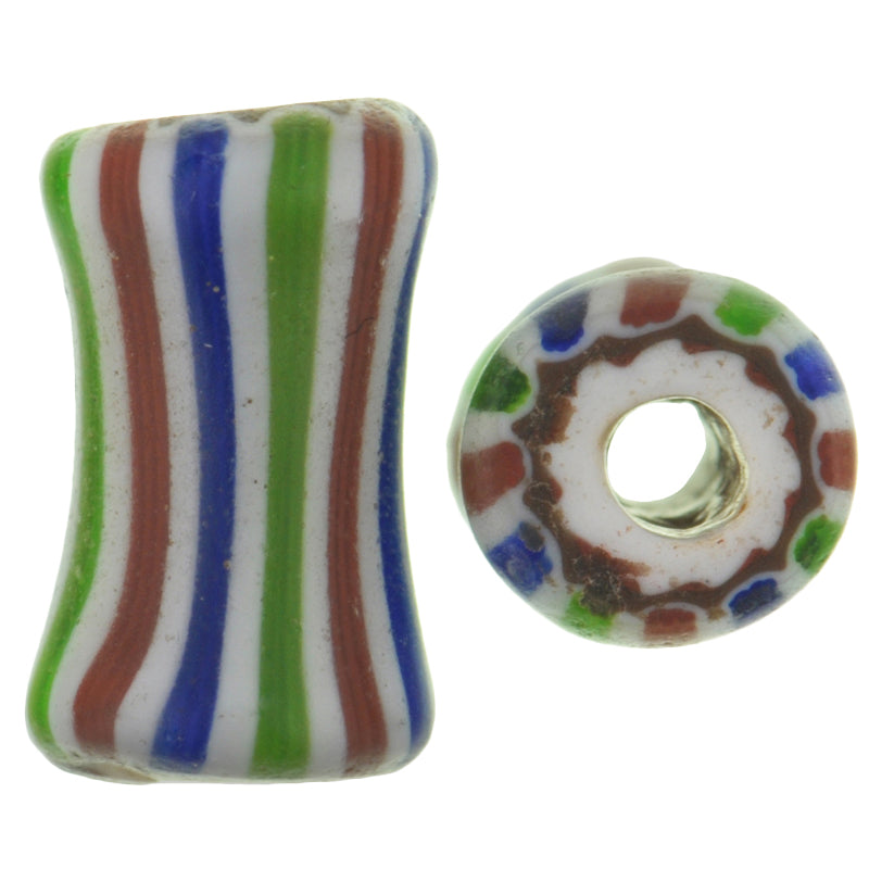 RARE Old 4 Layers Striped Chevron "dog bone" Venetian Glass Beads African Trade SB-27102