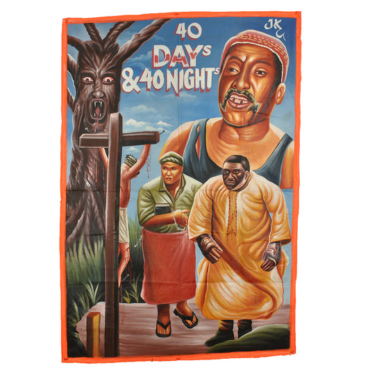 40 DAYS & 40 NIGHTS GHANA MOVIE POSTER HAND PAINTED FILM CINEMA ART