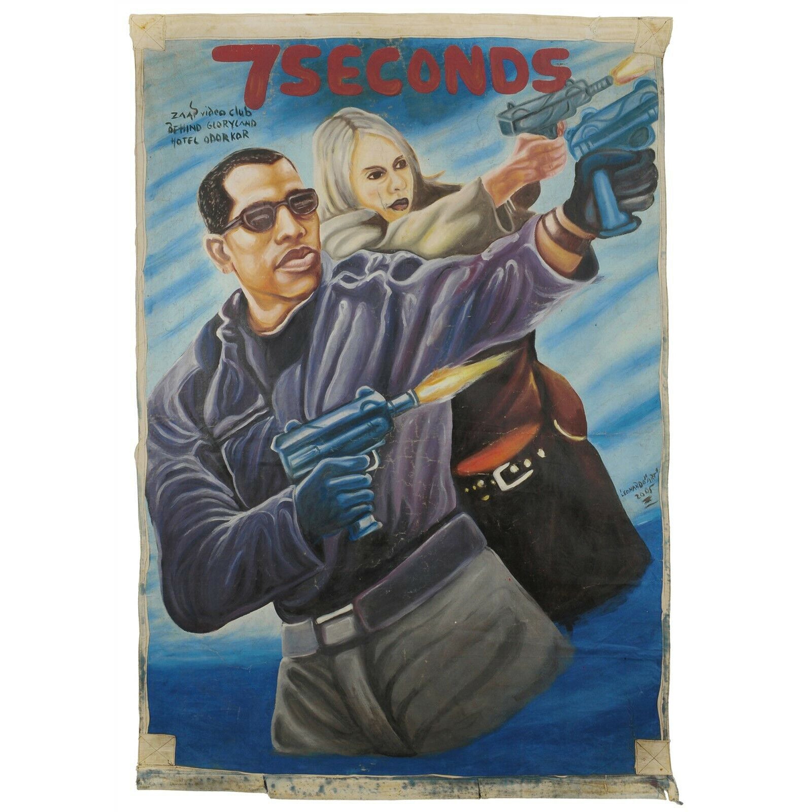 7 seconds movie poster hand painted in Ghana for the local Cinema film art