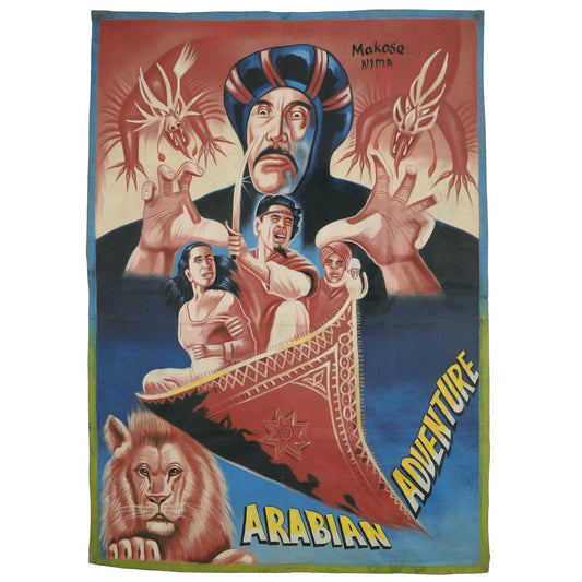 ARABIAN ADVENTURE MOVIE POSTER FROM GHANA HAND PAINTED FOR CINEMA WALL ART