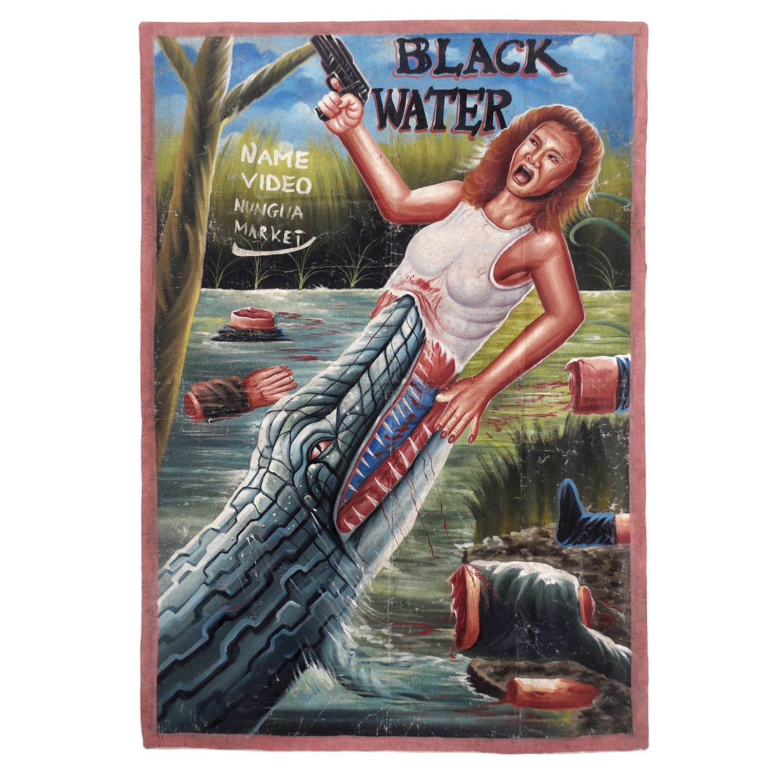 BLACK WATER HORROR MOVIE POSTER HAND PAINTED IN GHANA FOR THE LOCAL CINEMA FILM ART