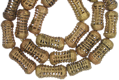 Authentic Ashanti Brass Beads - Handmade 25" Strand, Lost Wax Craft