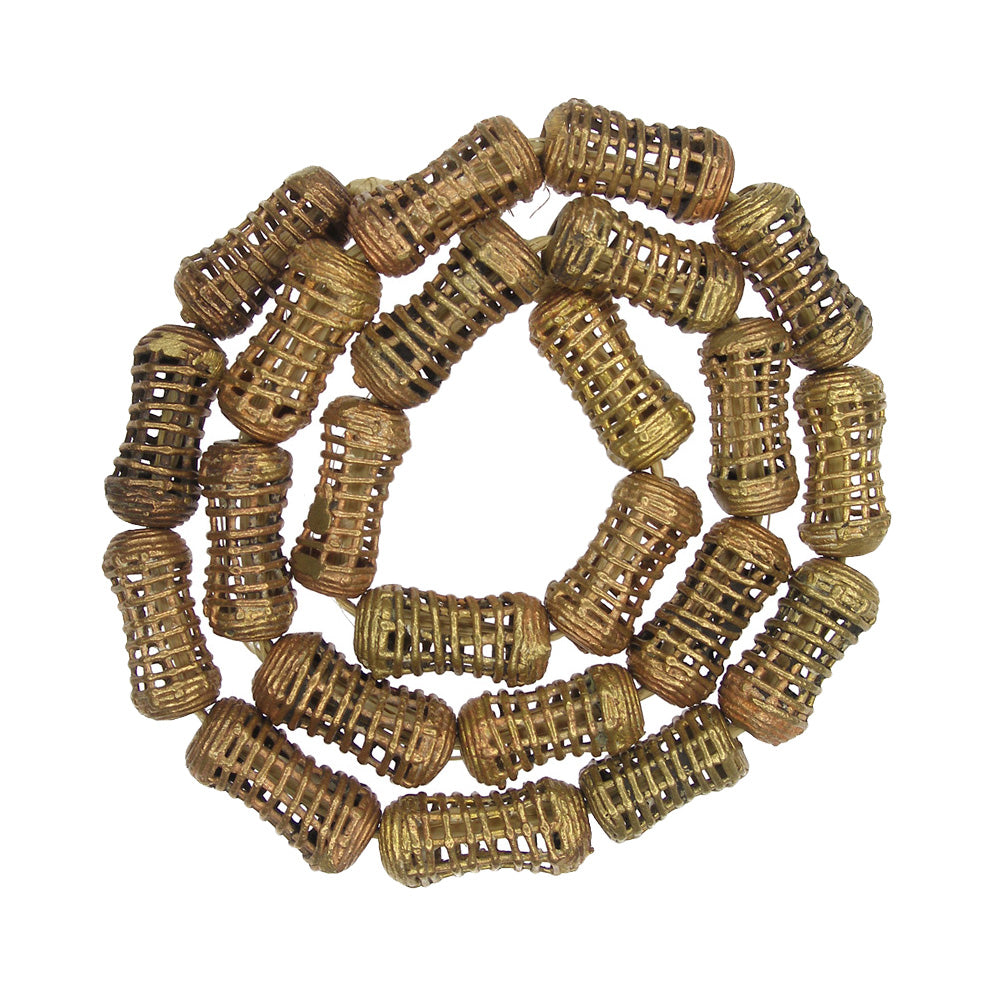 Authentic Ashanti Brass Beads - Handmade 25" Strand, Lost Wax Craft