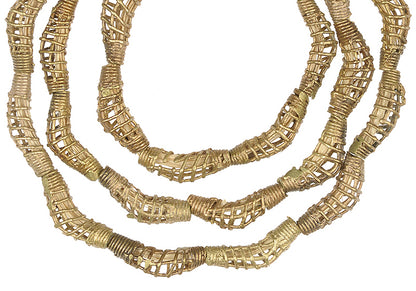 Handmade African Brass Beads 25" Strand - Ghana Lost Wax Technique