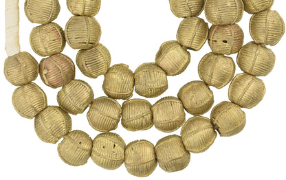 African Round Brass Beads Handmade in Ghana – 12-13mm, Lost Wax Technique