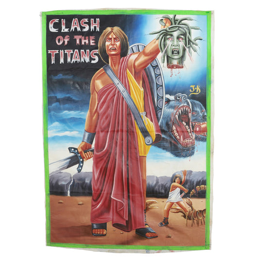 CLASH OF THE TITANS MOVIE POSTER HAND PAINTED IN GHANA FOR CINEMA WALL ART