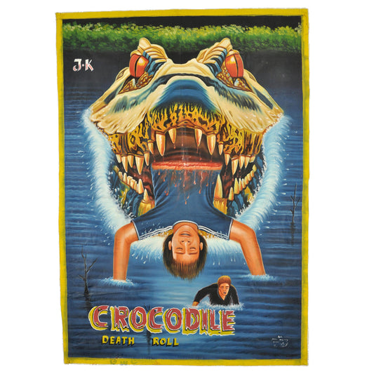 CROCODILE DEATH ROLL MOVIE POSTER GHANAIAN HAND PAINTED STREET ART