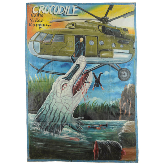 CROCODILE MOVIE POSTER HAND PAINTED IN GHANA WEST AFRICAN FOR THE LOCAL CINEMA WALL ART FULL