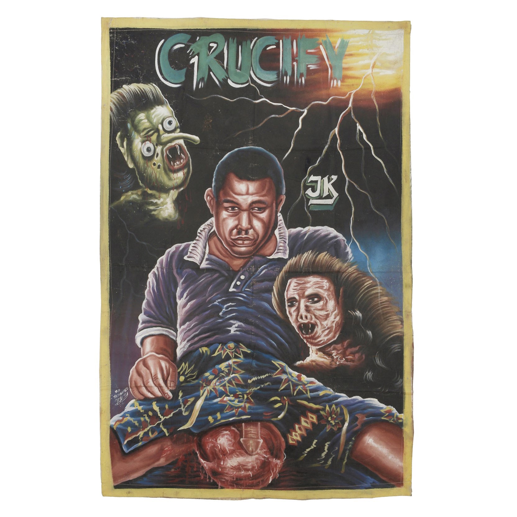 CRUCIFY MOVIE POSTER GHANAIAN HAND PAINTED HORROR CINEMA FILM ART