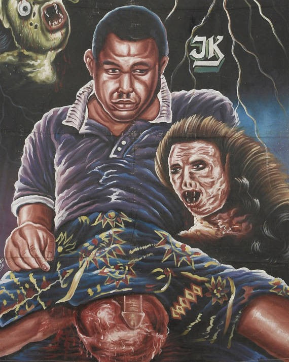 CRUCIFY MOVIE POSTER GHANAIAN HAND PAINTED HORROR CINEMA FILM ART