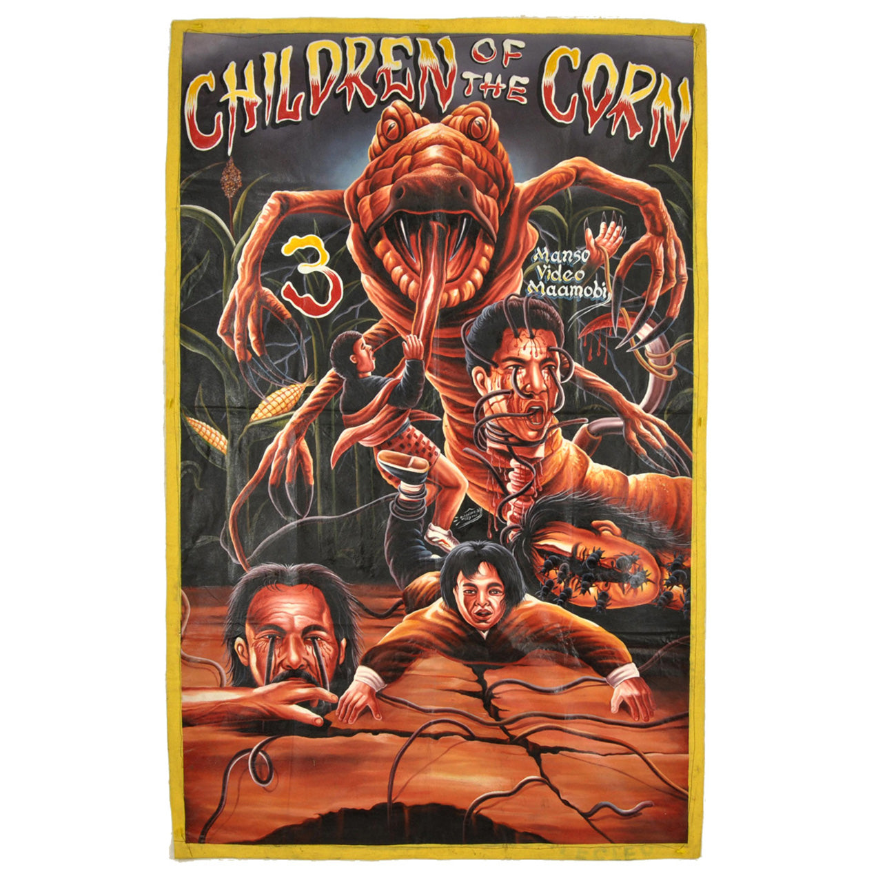 Children of the corn 3 movie poster hand painted in Ghana on recycled flour sacks