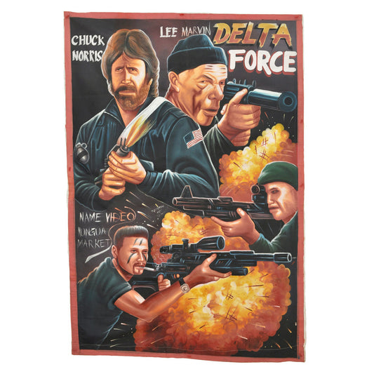 DELTA FORCE MOVIE POSTER HAND PAINTED IN GHANA WEST AFRICA FOR THE LOCAL CINEMA ART