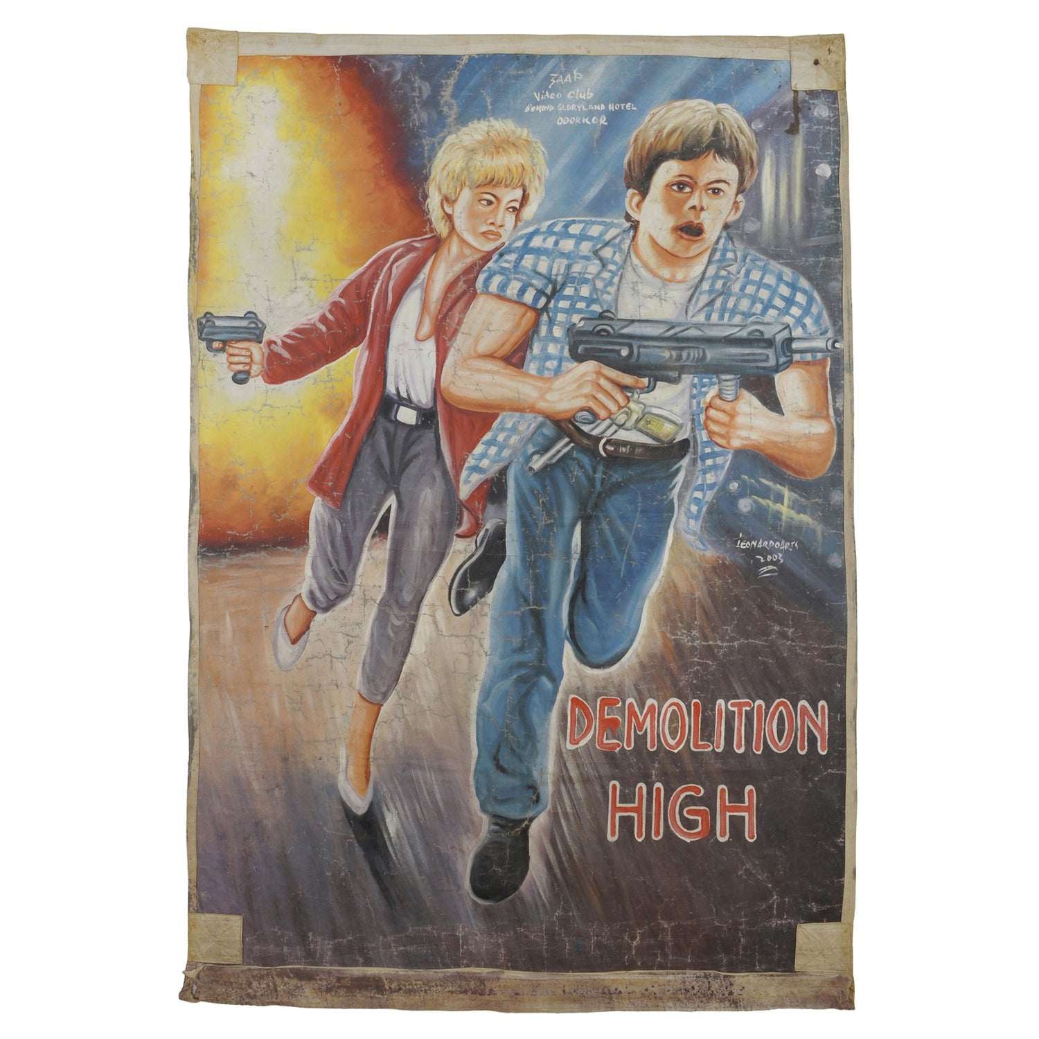 DEMOLITION HIGH MOVIE POSTER HAND PAINTED IN GHANA FOR THE LOCAL CINEMA ART