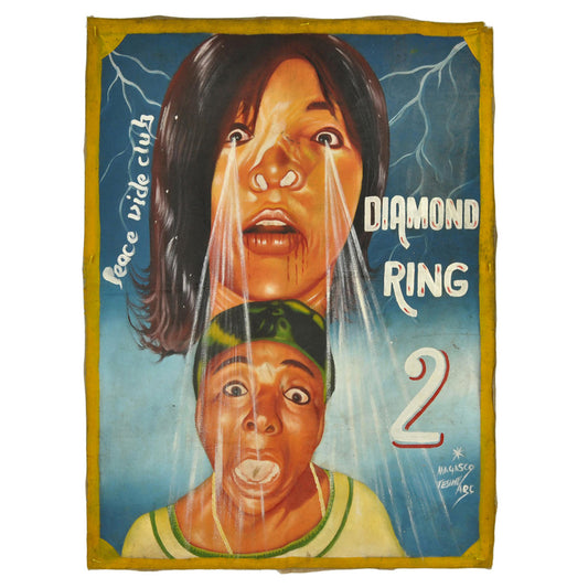 DIAMOND RING 2 AFRICAN MOVIE POSTER HAND PAINTED IN GHANA FOR THE LOCAL CINEMA ART