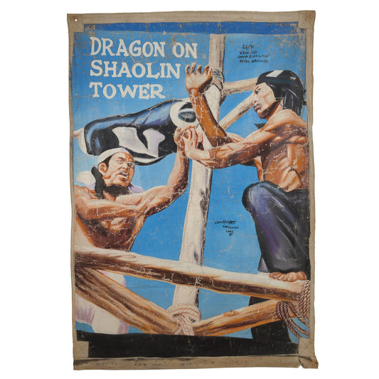 DRAGON ON THE SHAOLIN TOWER MOVIE POSTER HAND PAINTED IN GHANA FOR CINEMA FILM ART