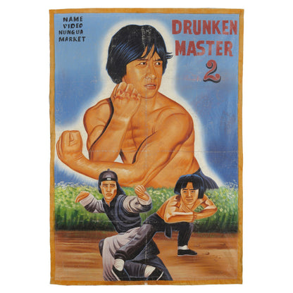 DRUNKEN MASTER 2 MARTIAL ARTS MOVIE POSTER HAND PAINTED IN GHANA FOR CINEMA WALL ART