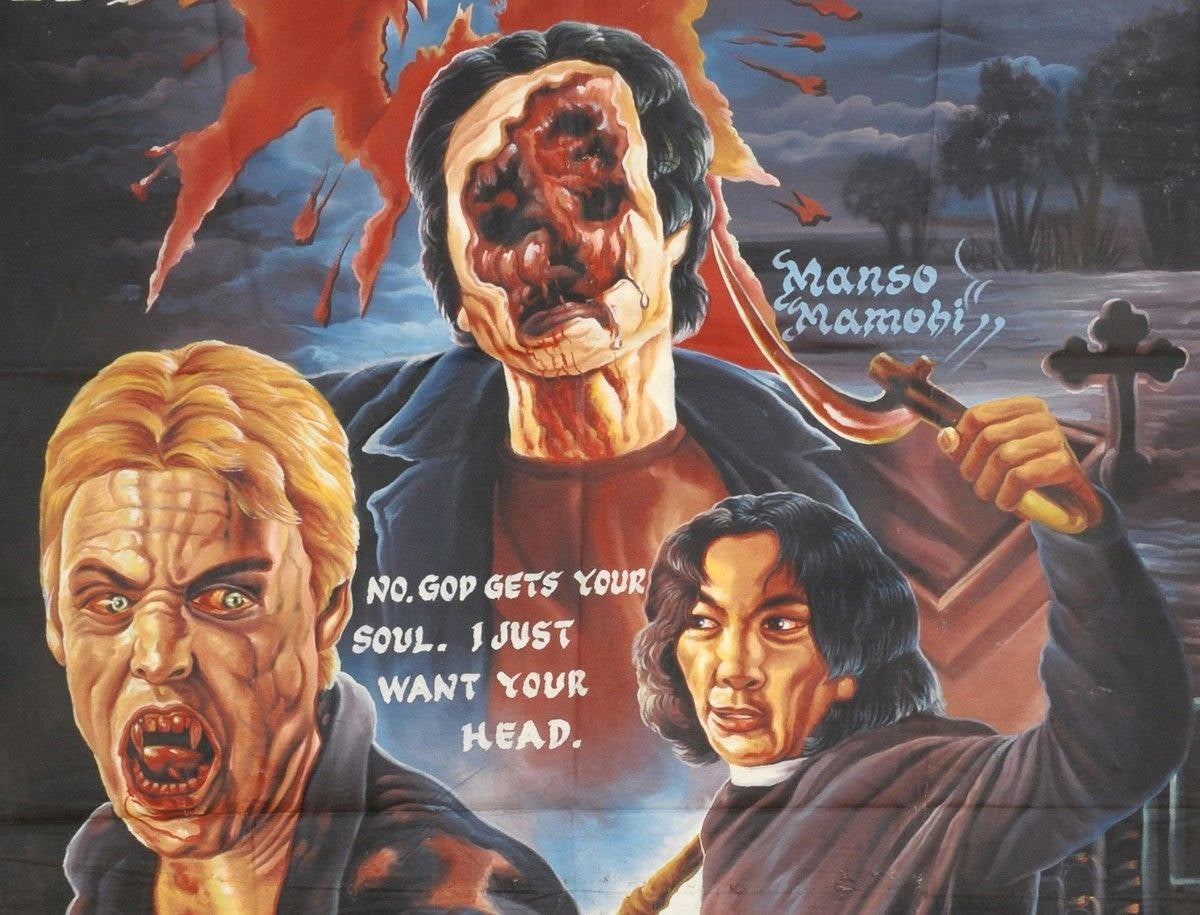 Dracula 2 movie poster hand painted in Ghana West Africa Cinema Art close up