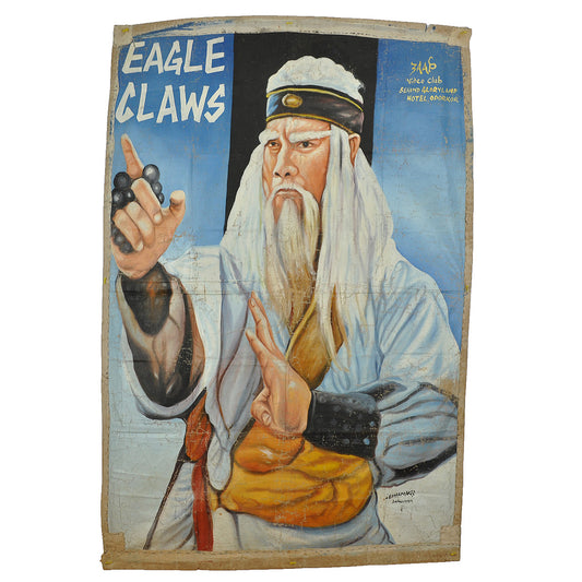 EAGLE CLAWS HAND PAINTED GHANAIAN MOVIE POSTER ON FLOUR SACKS WALL ART