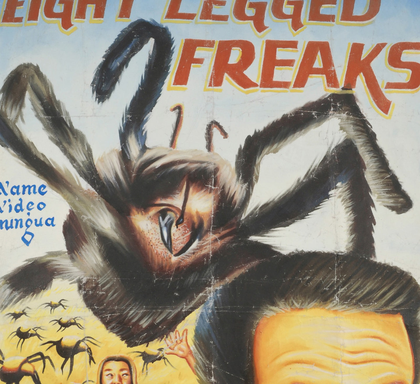 EIGHT LEGGED FREAKS MOVIE POSTER HAND PAINTED IN GHANA HORROR WALL ART ON RECYCLED FLOUR SACKS MORE DETAILS