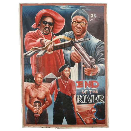 END OF THE RIVER AFRICAN ART GHANA MOVIE POSTER HAND PAINTED FILM CINEMA