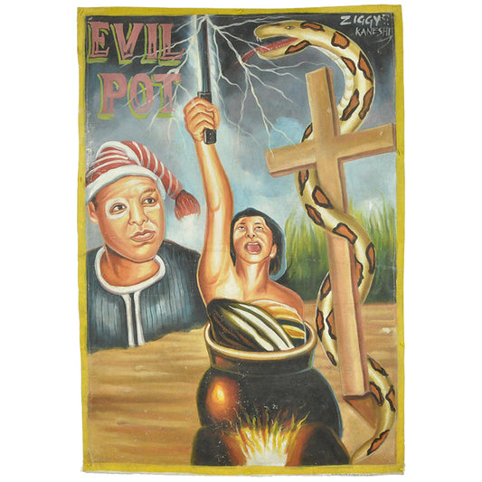 EVIL POT HAND PAINTED MOVIE POSTER FROM GHANA