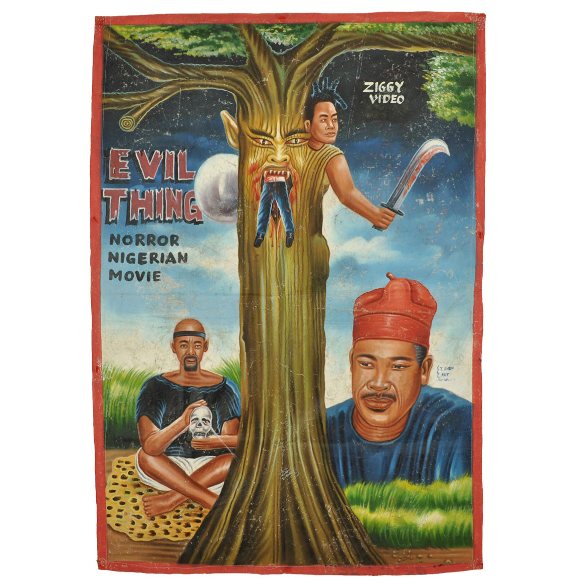 EVIL THING AFRICAN MOVIE POSTER HAND PAINTED IN GHANA FOR THE CINEMA FILM ART