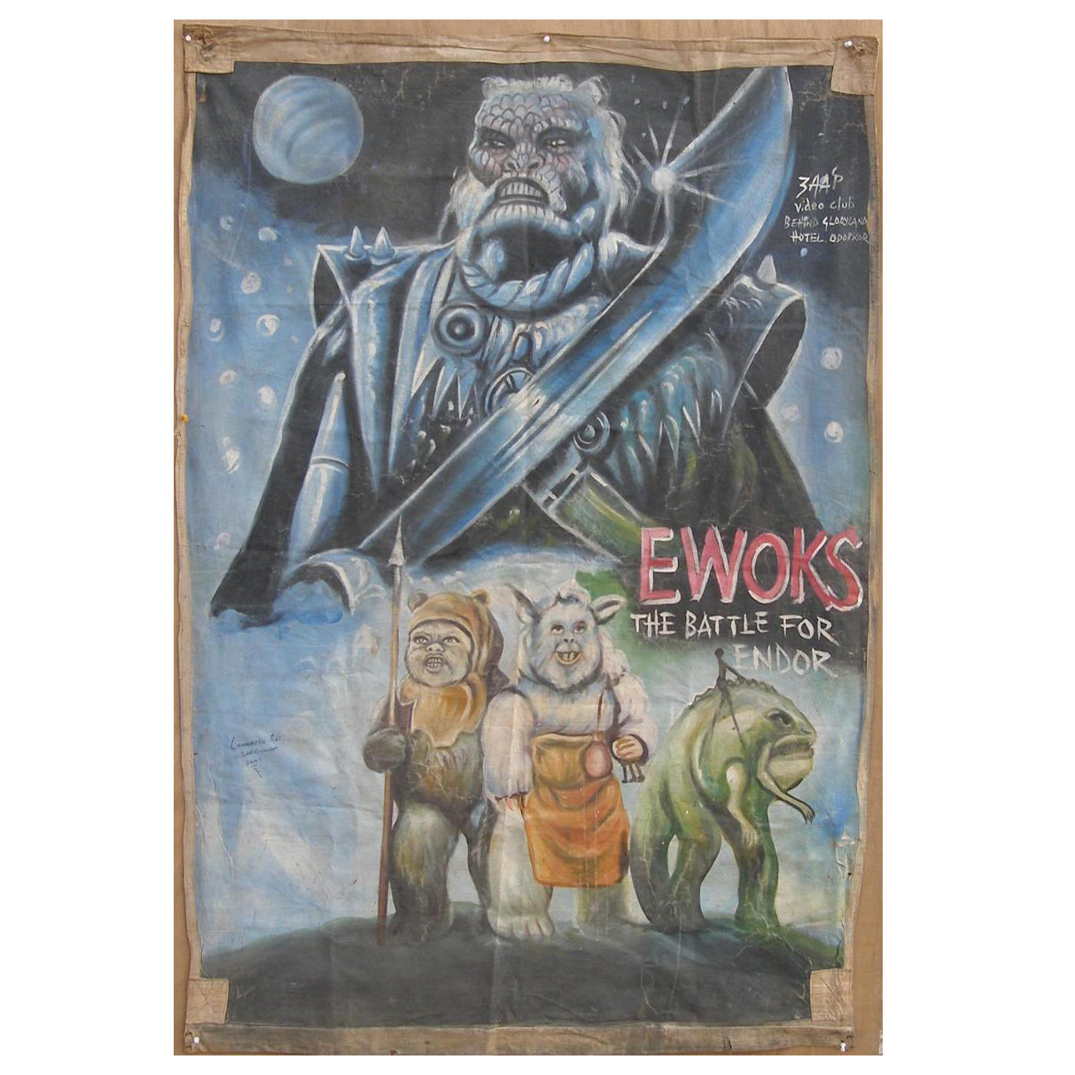 EWOKS THE BATTLE OF THE ENDOR MOVIE POSTER HAND PAINTED IN GHANA