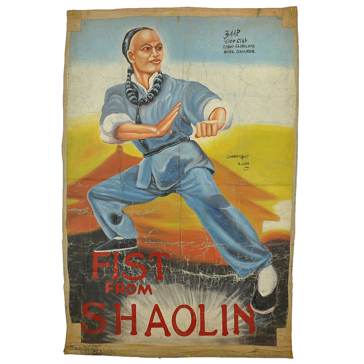 FIST FROM SHAOLIN MARTIAL ARTS HAND PAINTED MOVIE POSTER FROM GHANA