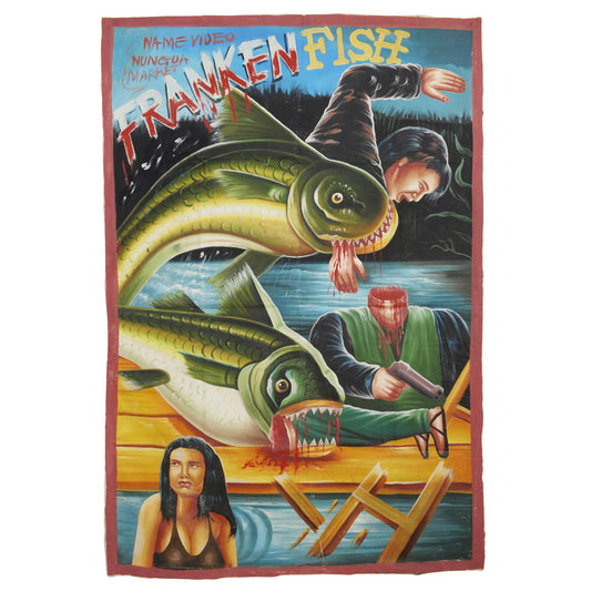 FRANKENFISH MOVIE POSTER HAND PAINTED IN GHANA FOR THE LOCAL CINEMA FILM PROMOTION