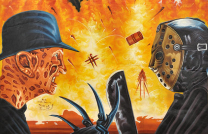 FREDDY VS JASON MOVIE POSTER HAND PAINTED IN GHANA FOR THE LOCAL CINEMA ART MORE DETAILS