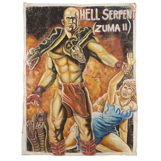 HELL SERPENT ZUMA II MOVIE POSTER HAND PAINTED IN GHANA FOR THE LOCAL FILM PROMOTION