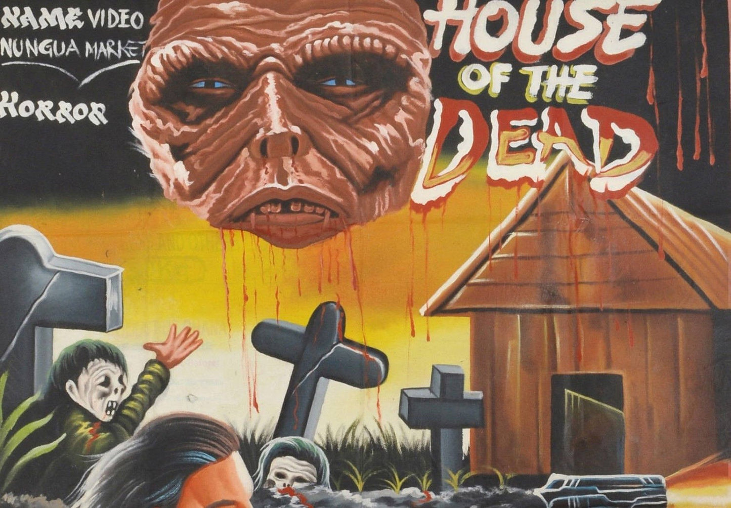 House of the dead  movie poster hand painted in Ghana for the local cinema art details