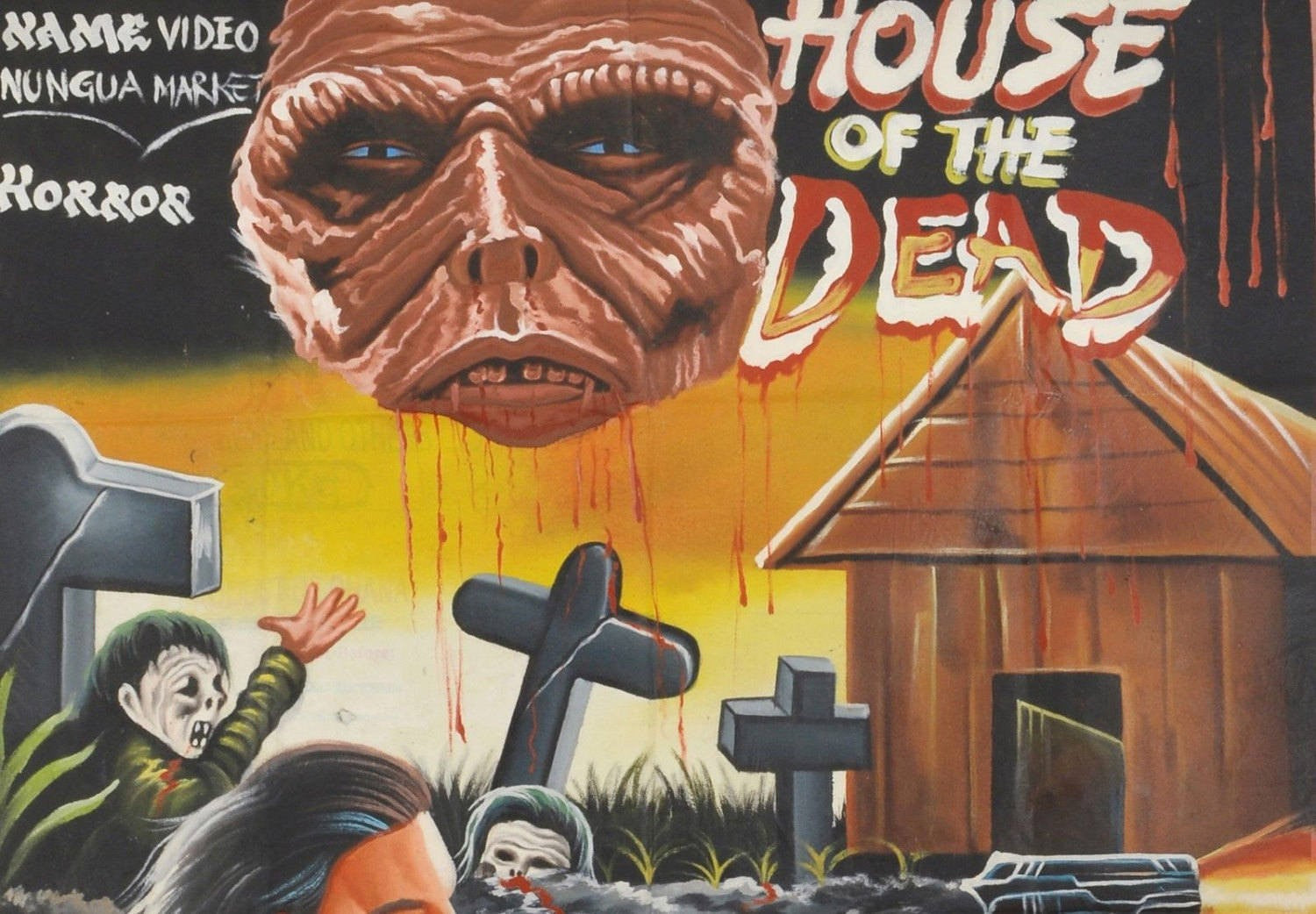 House of the dead  movie poster hand painted in Ghana for the local cinema art details