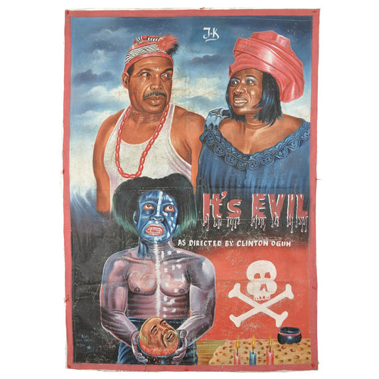 ITS EVIL AFRICAN MOVIE POSTER HAND PAINTED IN GHANA FOR THE LOCAL CINEMA WALL FILM ART