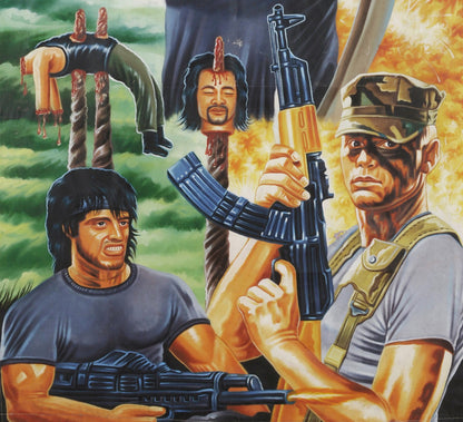 JOHN RAMBO 4 MOVIE POSTER HAND PAINTED IN GHANA FOR WALL ART CINEMA