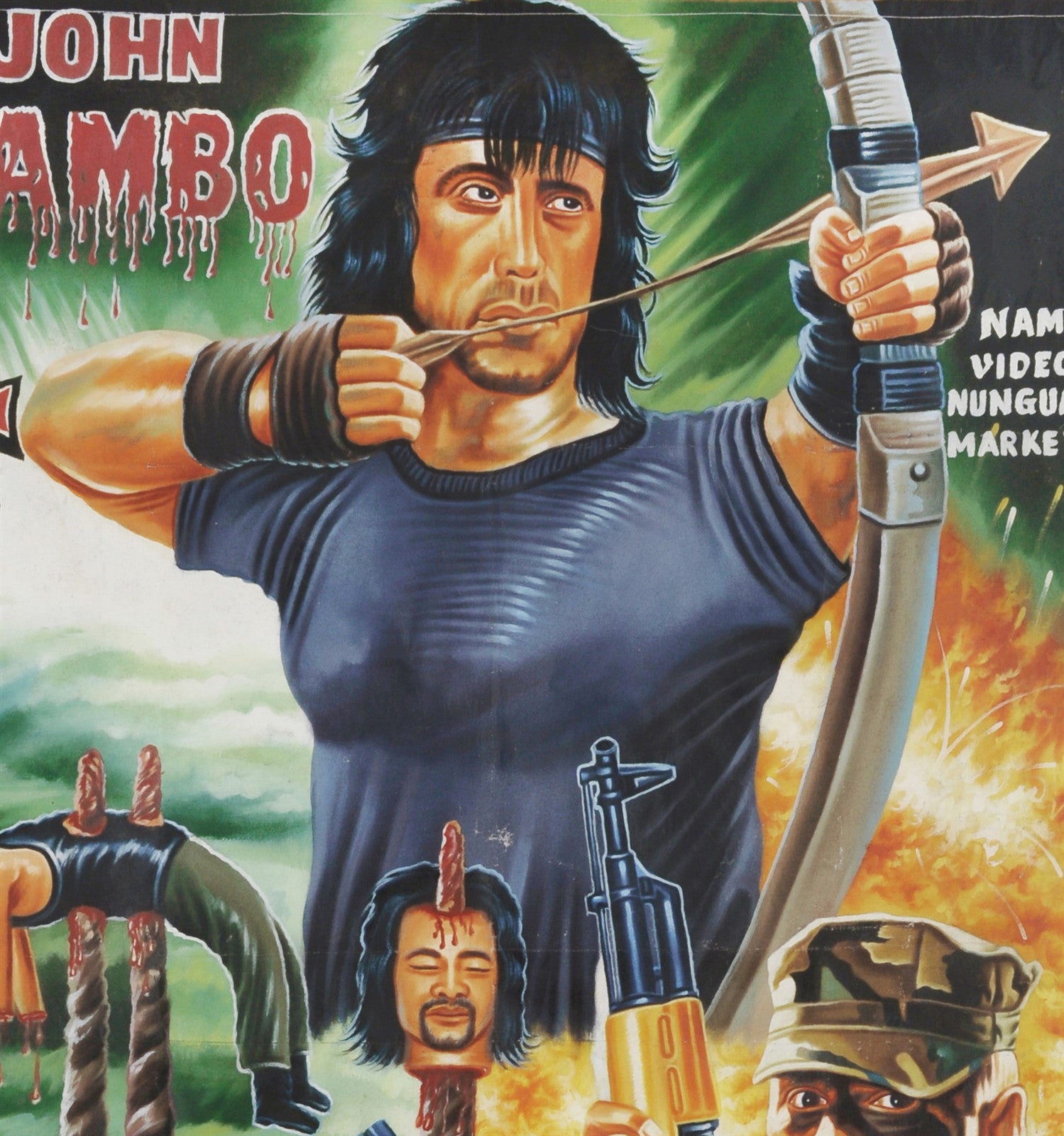 JOHN RAMBO 4 MOVIE POSTER HAND PAINTED IN GHANA FOR WALL ART CINEMA