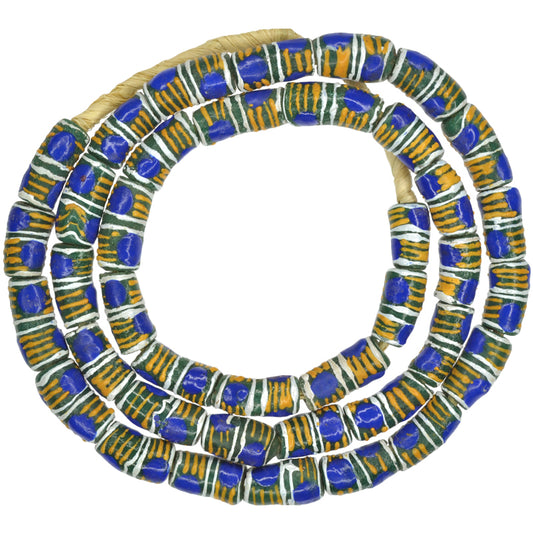 Nice Matching Strand Of New African fancy Powder Glass Trade Beads Krobo Ghana SB-24395