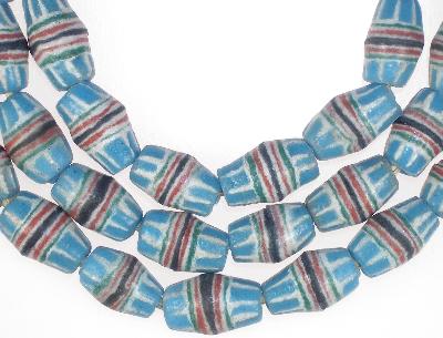 Matching Strand new African oval fancy Powder Glass Trade Beads Krobo Ghana SB-27112