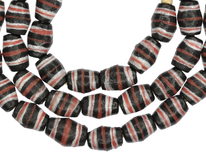 African Krobo oval fancy Powder Glass Trade Beads Ghana SB-23773