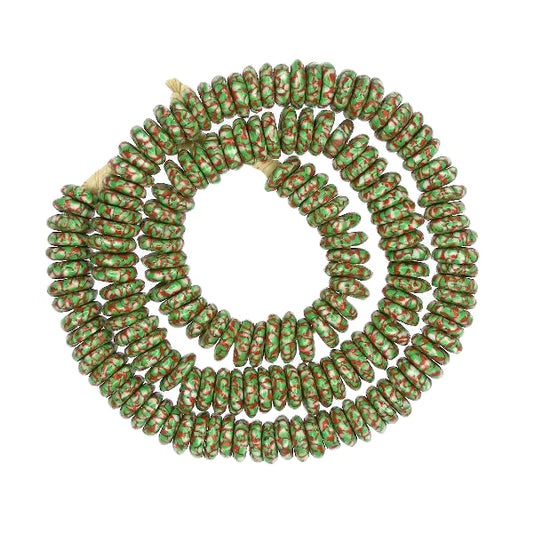 Nice Matching Strand Of New Disks Recycled Glass Trade Beads Krobo Ghana Africa SB-21365