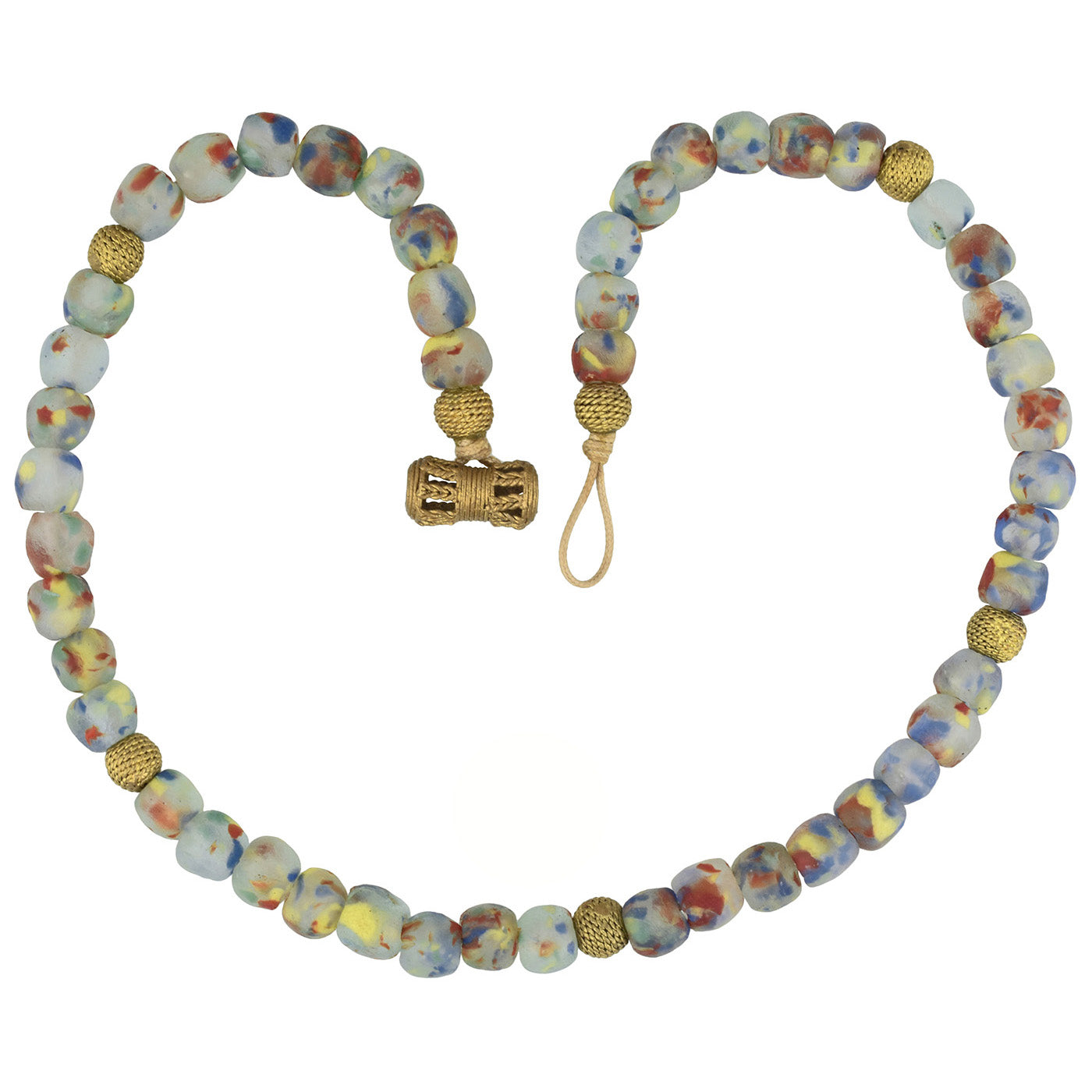 Handmade Multicolor African Beads Necklace – Beaded Glass & Brass