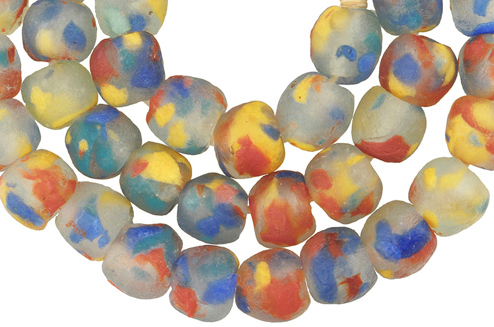 Recycled glass beads African powder glass trade beads multicolored Krobo Ghana SB-35320