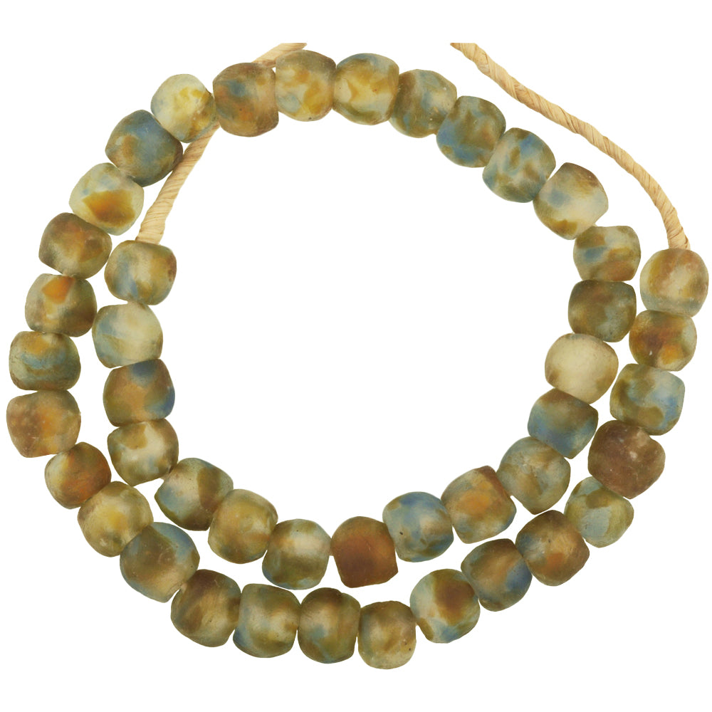 Recycled powder glass beads handmade translucent Krobo Ceremonial Dipo necklace SB-28992