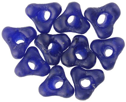 African Trade Beads Krobo recycled glass trade beads Ghana cobalt blue flower SB-28557