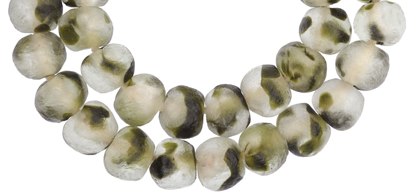 African trade beads Ghana new recycled Krobo powderglass large translucent beads SB-35181