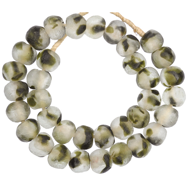 African trade beads Ghana new recycled Krobo powderglass large translucent beads SB-35181