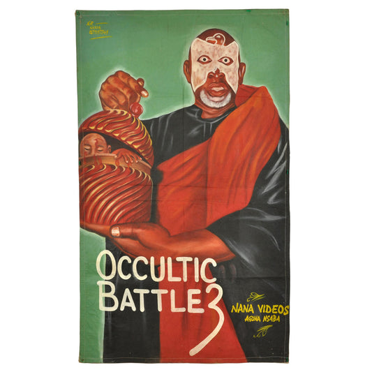 OCCULTIC BATTLE 3 AFRICAN GHANAIAN HAND PAINTED MOVIE POSTER FOR THE LOCAL CINEMA WALL ART