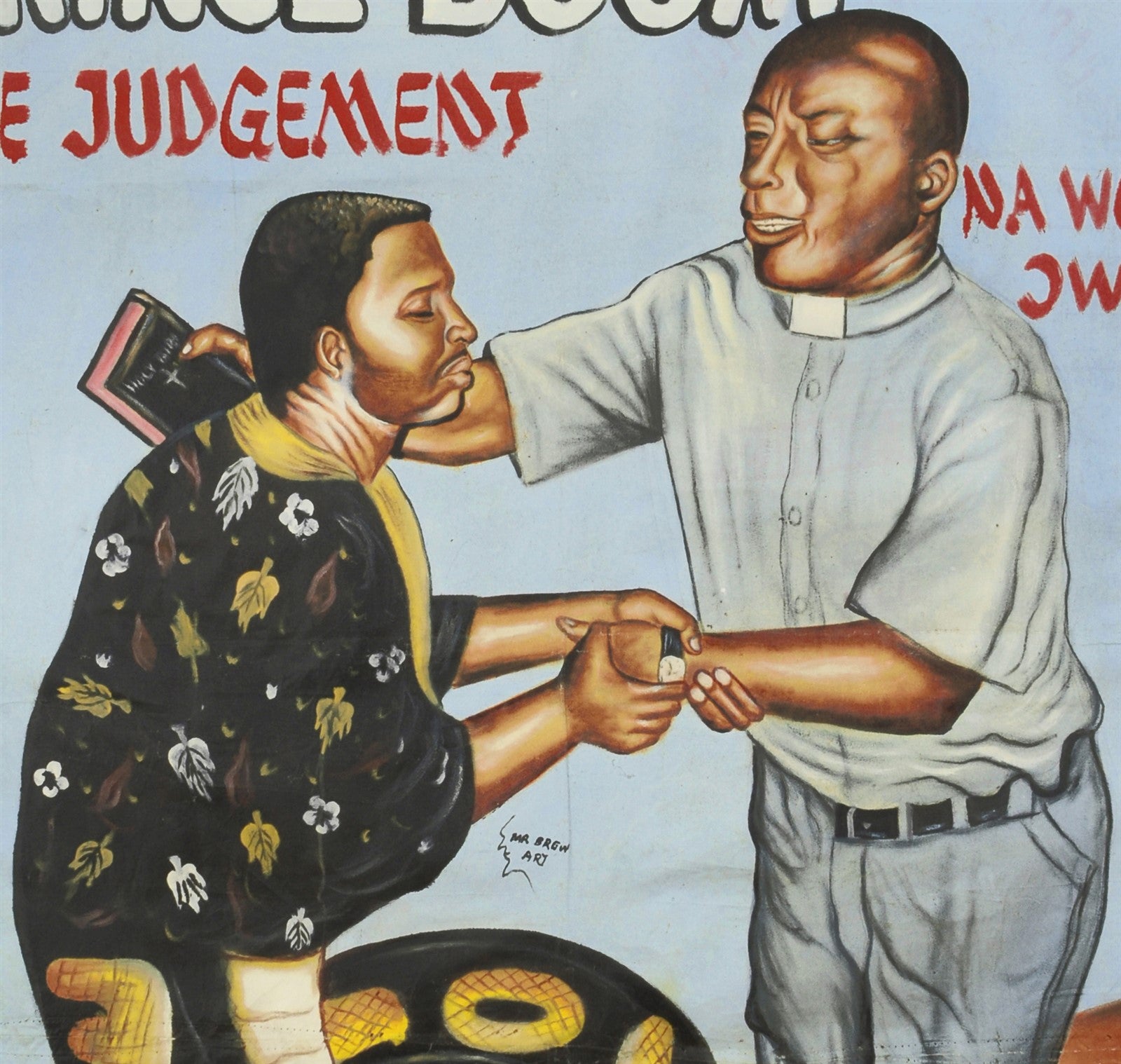 PRINCE DOOM THE JUDGEMENT AFRICAN MOVIE POSTER HAND PAINTED IN GHANA FOR THE LOCAL CINEMA WALL ART DETAILS